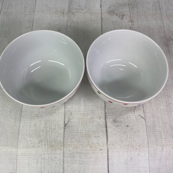 Home Target CHELSEA PARK Multicolor Polka Dots Red Trim Porcelain Bowls Set 2 - Picture 6 of 14
